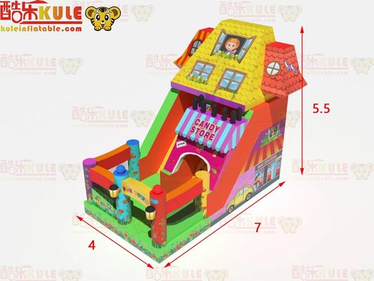 Fun Park Dry şişkin şişkin kaydırma slaytları şeker dükkanı temasıyla