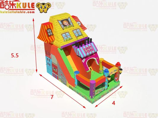 Fun Park Dry şişkin şişkin kaydırma slaytları şeker dükkanı temasıyla