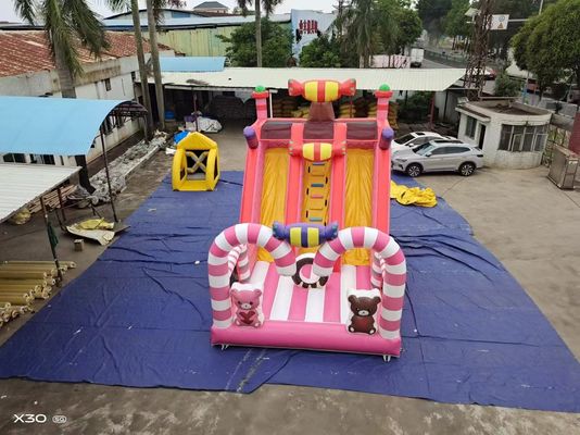 Candy World Pembe Tarzı Kiralık Etkinlik Partisi İçin Şişme Slaytlar