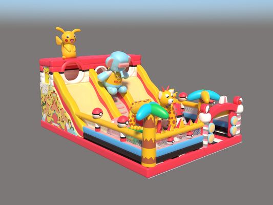 Pikachu Parkı Ticari Şişme Büyük Kaydırmalar İçin Sıçrama Kaleleri