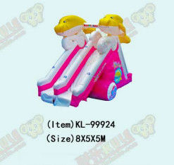 Çocuklar için Dolphin Çift Şeritli Şişme Kaydırma Parkı