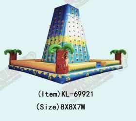 Inflatable Rock Climbing Attraction with Lion and Palm Tree Design for Children's Outdoor Fun