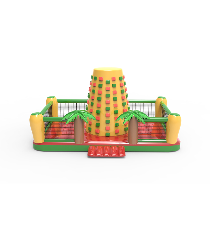 Şişme Kaya Tırmanışı: Eğlenceli Bir Açık Hava Macera Oyun Alanı Tropikal Palmiye Ağaçları